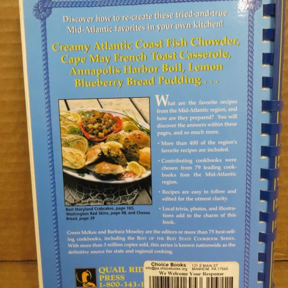 Best of the Best from the Mid-Atlantic Cookbook by Gwen McKee Barbara Moseley PB - Picture 2 of 11